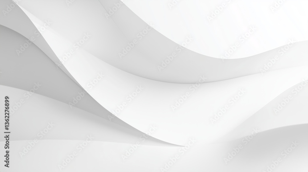 Poster bright white background with smooth gradient and abstract waves design