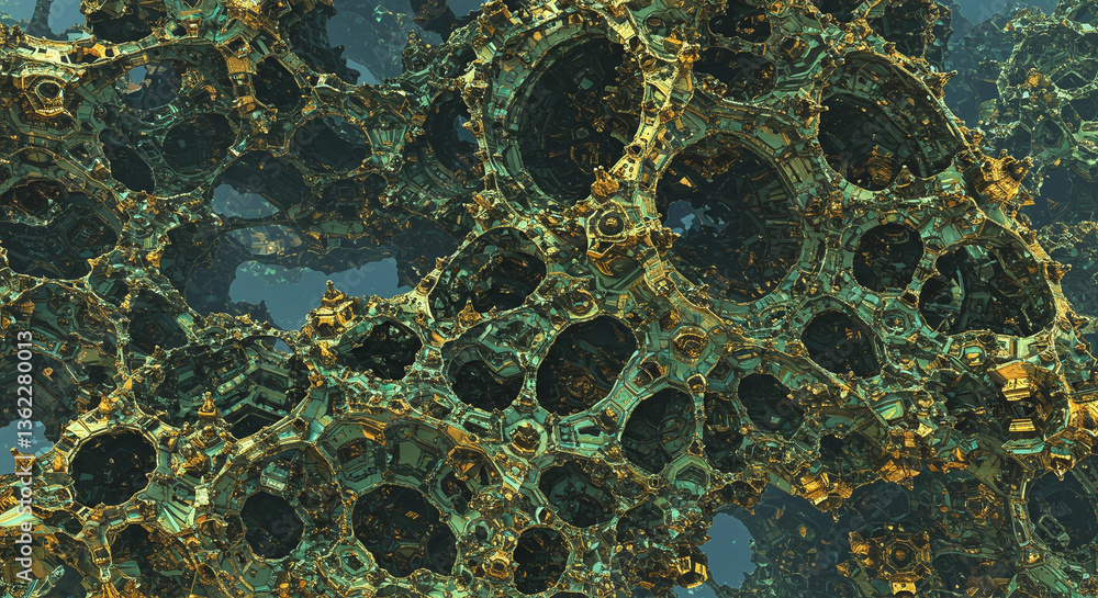 Poster complex fractal structure with interconnected dark holes