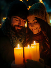 Couple holding candles