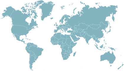 World map. Grey modern vector map. Silhouette map	