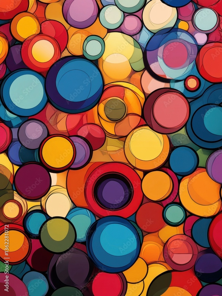 Poster abstract pattern made up colorful circles shapes are set of fun