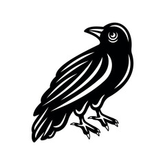 Crow tattoo vector illustration in black style. Perfect for gothic, occult, and mystical designs. Ideal for tattoo art, emblems, and vintage aesthetics
