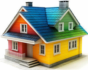 Colorful house with a vibrant rainbow color gradient