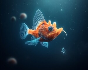 Orange fish deep sea translucent fins