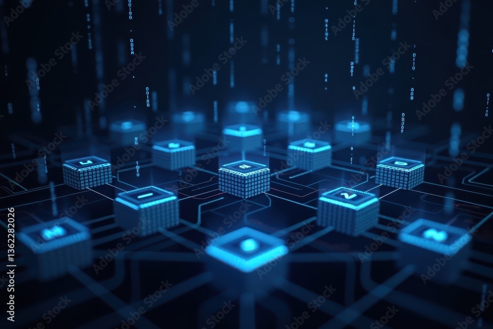 Poster digital network with data security elements in modern technology