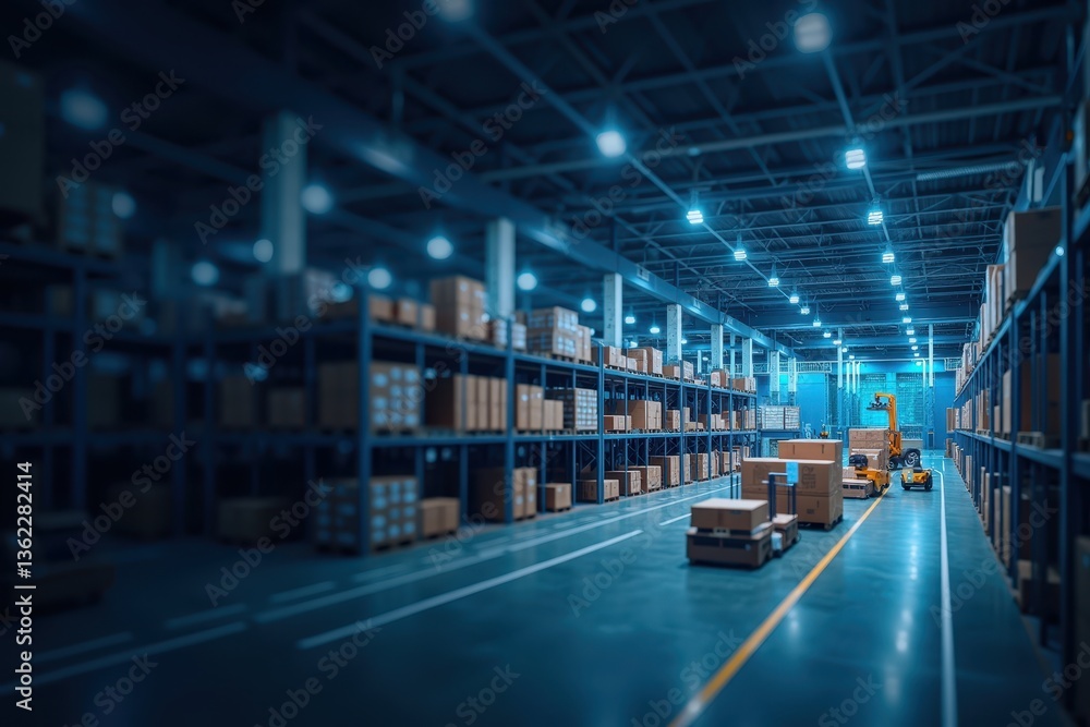 Aufkleber efficient warehouse with automated systems for supply chain management