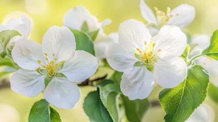 Obraz premium Close-up of Delicate Apple Blossoms in Springtime
