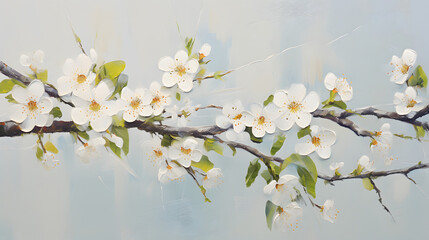 Obraz premium Thick brush strokes impressionistic flower plum blossom background poster decorative painting 