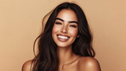 Fototapeta premium Radiant Beauty: A Stunning Portrait of a Smiling Woman