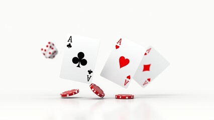 Obraz premium Ace Cards, Dice, And Casino Chips