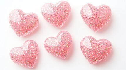 Obraz premium Set of pink hearts isolated on white background
