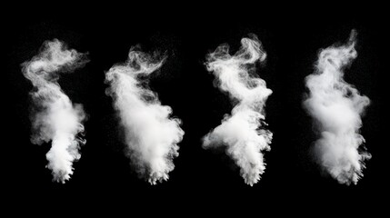 Dust flying powder black, element set on white background