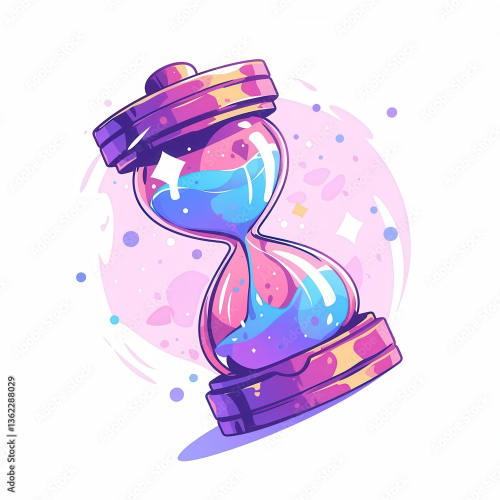 Poster vibrant colorful hourglass time flow and abstract design element