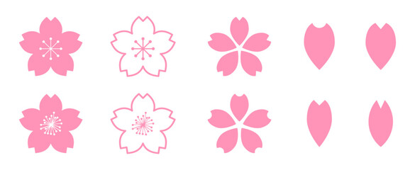 色々な桜の花びらイラストアイコン1