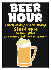Beer hour poster flyer social media post design