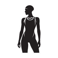 Fearless Diver Swimmer silhouette, launching into the pool - Swimmer illustration - Minimalist Swimmer vector - Perfect entry

