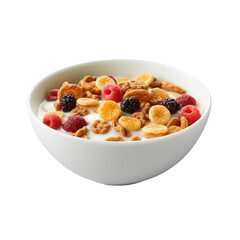 Cereal and Milk on transparent background