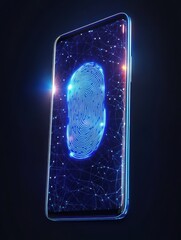 Mobile device displaying realtime fingerprint scan for biometric security authentication