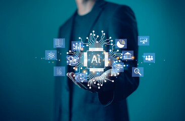 Technology AI, Ai technology artificial Intelligence command writes code, Artificial Intelligence Digitalization of Neural networking and Cloudc omputing