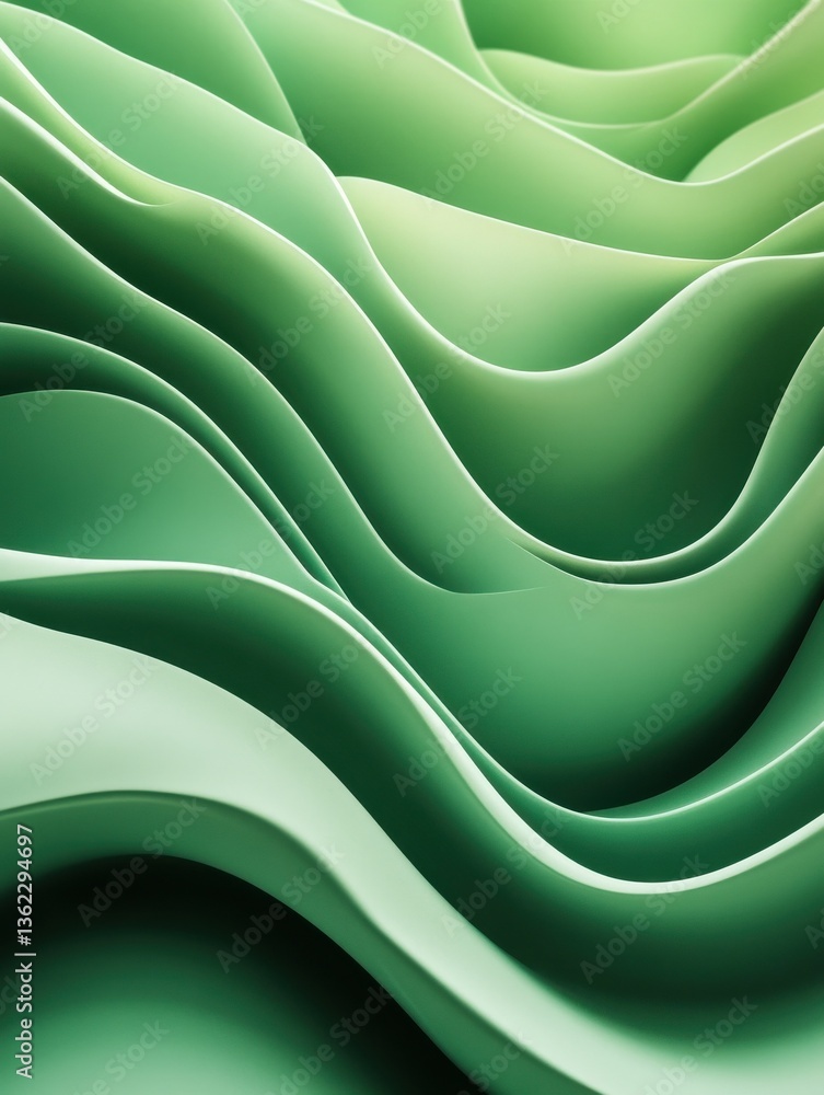 Poster abstract green pattern featuring curved layers creates a fresh and vibrant visual, ideal for backgro