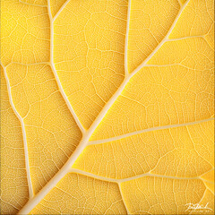 Obraz premium Intricate Close-Up of Autumn Leaf Highlighting Xanthophyll Pigments and Natural Seasonal Changes