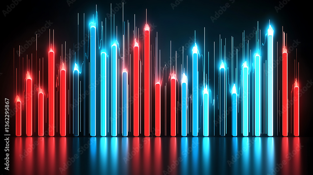 Poster dynamic data visualization with colorful bar graphs in a digital space showcasing trends and insight