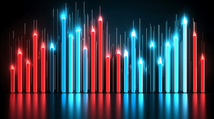 Dynamic data visualization with colorful bar graphs in a digital space showcasing trends and insights