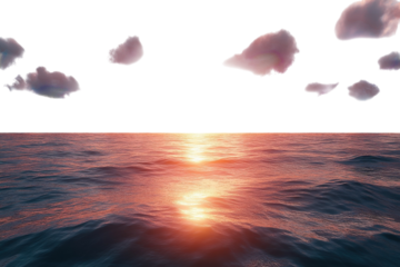 Serene Sunset Over The Ocean, Painting The Waves With Fiery Hues And Soft, Scattered Clouds Above, A Breathtaking Moment Of Tranquility Isolated on Transparent Background