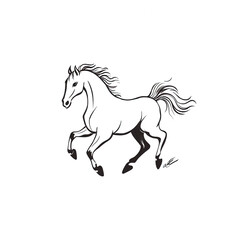 Fototapeta premium Elegant Black Horse in Motion Artistic Line Drawing