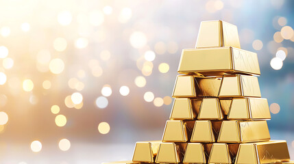Wealth accumulation event financial hub gold bars display luxurious environment close-up viewpoint investment concept