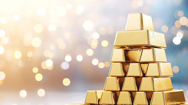 Wealth accumulation event financial hub gold bars display luxurious environment close-up viewpoint investment concept