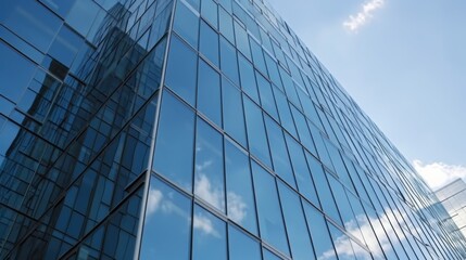 Naklejka premium Modern skyscraper reflecting the blue sky