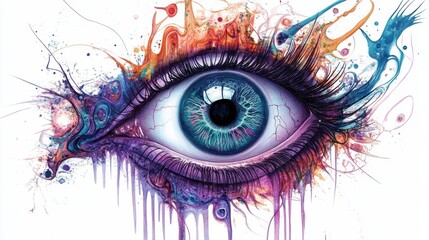 PNG Eye ball white background illustrated portrait. illustration