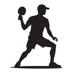 Speedy Table Tennis Player silhouette, darting across the table - Table Tennis Player illustration - Minimalist Table Tennis Player vector - Lightning-fast reflexes

