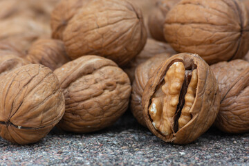Walnut kernels and whole walnuts