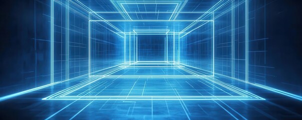 Abstract geometric blueprint with glowing lines, representing the foundation of strong business structures
