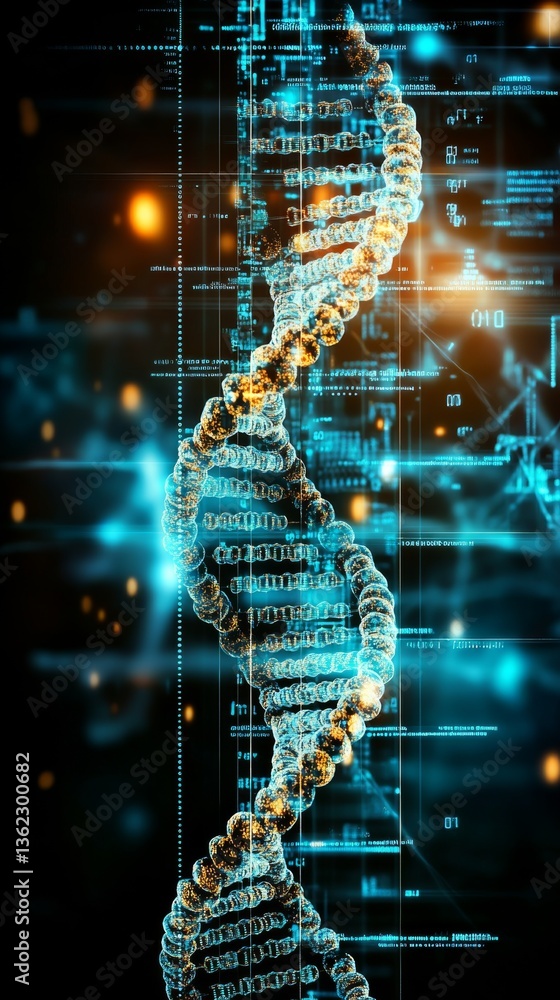 Poster visualization of advanced artificial intelligence and crispr technology in genetic research