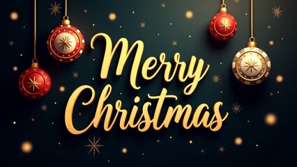 Elegant Merry Christmas Ornaments On Dark Background