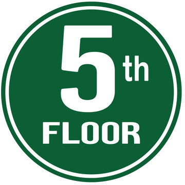 green sign indicating fifth floor. 5F