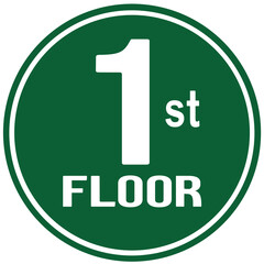 green sign indicating first floor. 1F