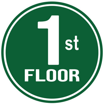 green sign indicating first floor. 1F