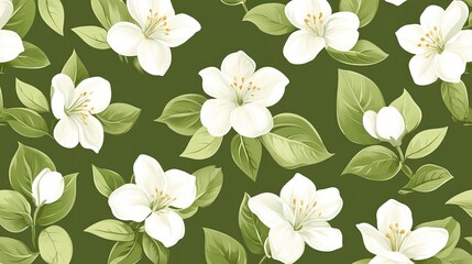 Elegant White Blossom Seamless Pattern: A Delicate Floral Design