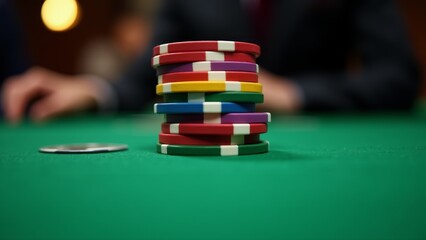 Fototapeta premium Stack Of Casino Chips On Table