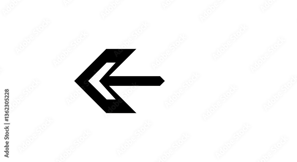 Aufkleber a black and white image of a left arrow with a double outline on a black background space is visible