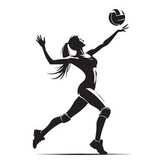 Unstoppable Volleyball Player silhouette, showcasing peak performance - Volleyball Player illustration - Minimalist Volleyball Player vector - Elite gameplay

