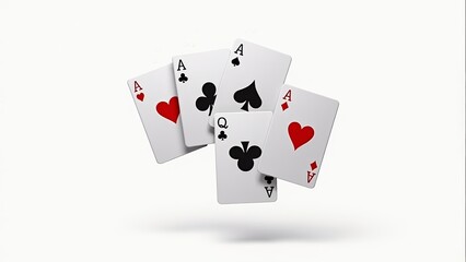Obraz premium Flying Playing Cards With Aces And Queen