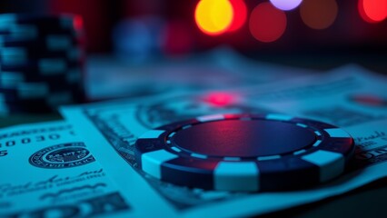 Poker Chip Stack On Dollar Bills
