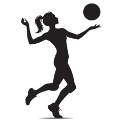 Precision Volleyball Player silhouette, setting up the perfect shot - Volleyball Player illustration - Minimalist Volleyball Player vector - Tactical excellence

