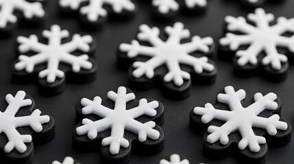 Obraz premium Black and White Snowflake Cookies Winter Holiday Decoration