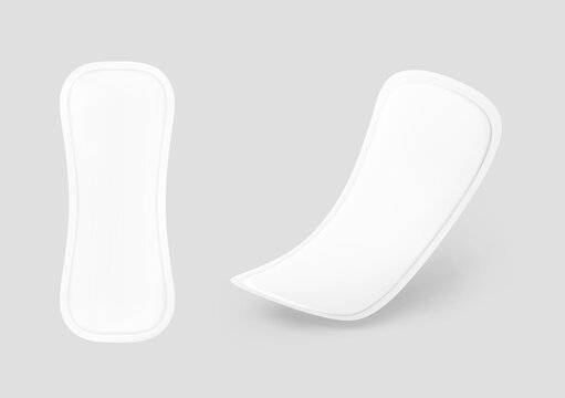 Realistic women pad mockup. Perspective view. Vector illustration isolated on grey background. Сan be used for healthcare, medical and other needs. EPS10.	